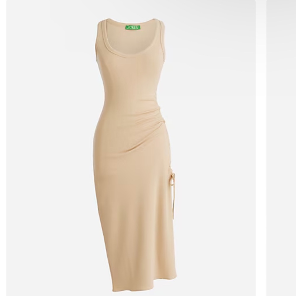 Worn only once J crew Ruched midi dress in vintage rib!